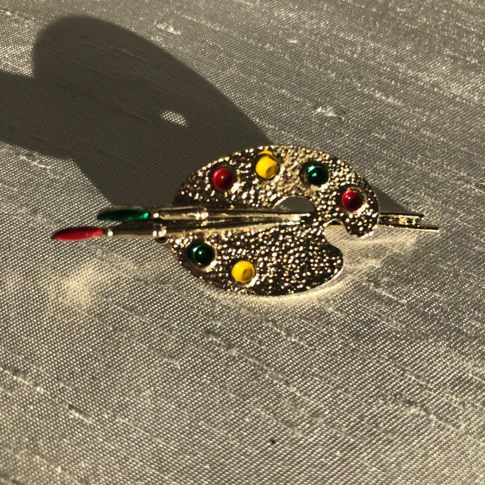 Vintage artists palette brooch - signed